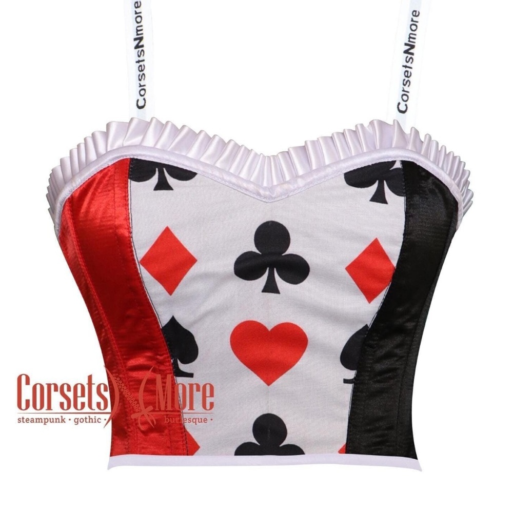 NEW Women's Red and Black Corset Top: Queen of Hearts